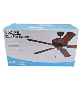 Craftmade 52" Ceiling Fan Pro Builder C52 Flat Black